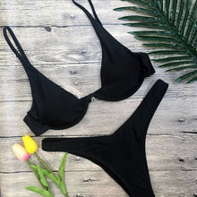 Load image into Gallery viewer, Cut Out Thong Bathing Suit High Waist Sexy Swimsuit