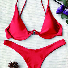 Load image into Gallery viewer, Cut Out Thong Bathing Suit High Waist Sexy Swimsuit