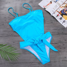 Load image into Gallery viewer, Snake Skin Splicing Backless Bandage Swimwear Sexy Bikini 2019