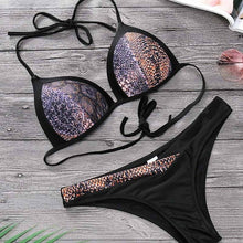 Load image into Gallery viewer, Snake Skin Splicing Backless Bandage Swimwear Sexy Bikini 2019